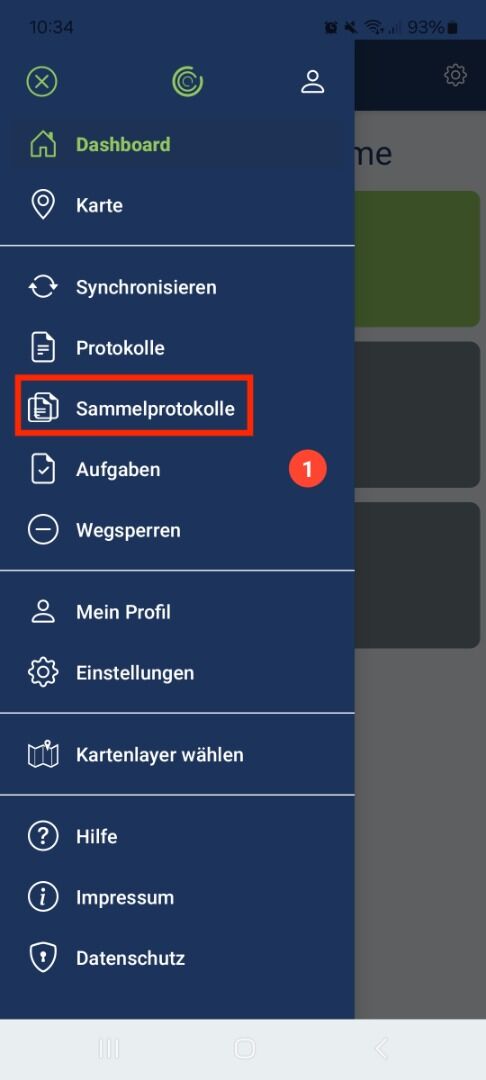 Menu  punkt Sammelprotokoll